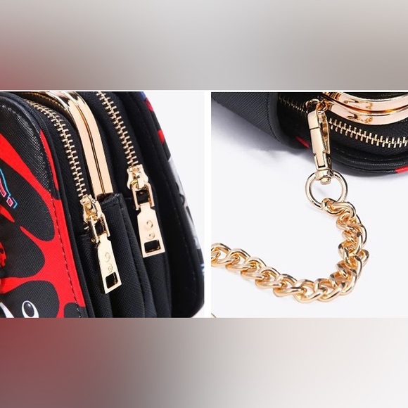 Crossbody Handbag with Clutch pocket - Black - Picture 9 of 15